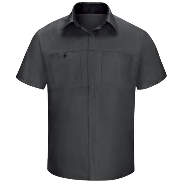 Workwear Outfitters Men's Long Sleeve Perform Plus Shop Shirt w/ Oilblok Tech Charcoal/Black, Large SY32CB-RG-L